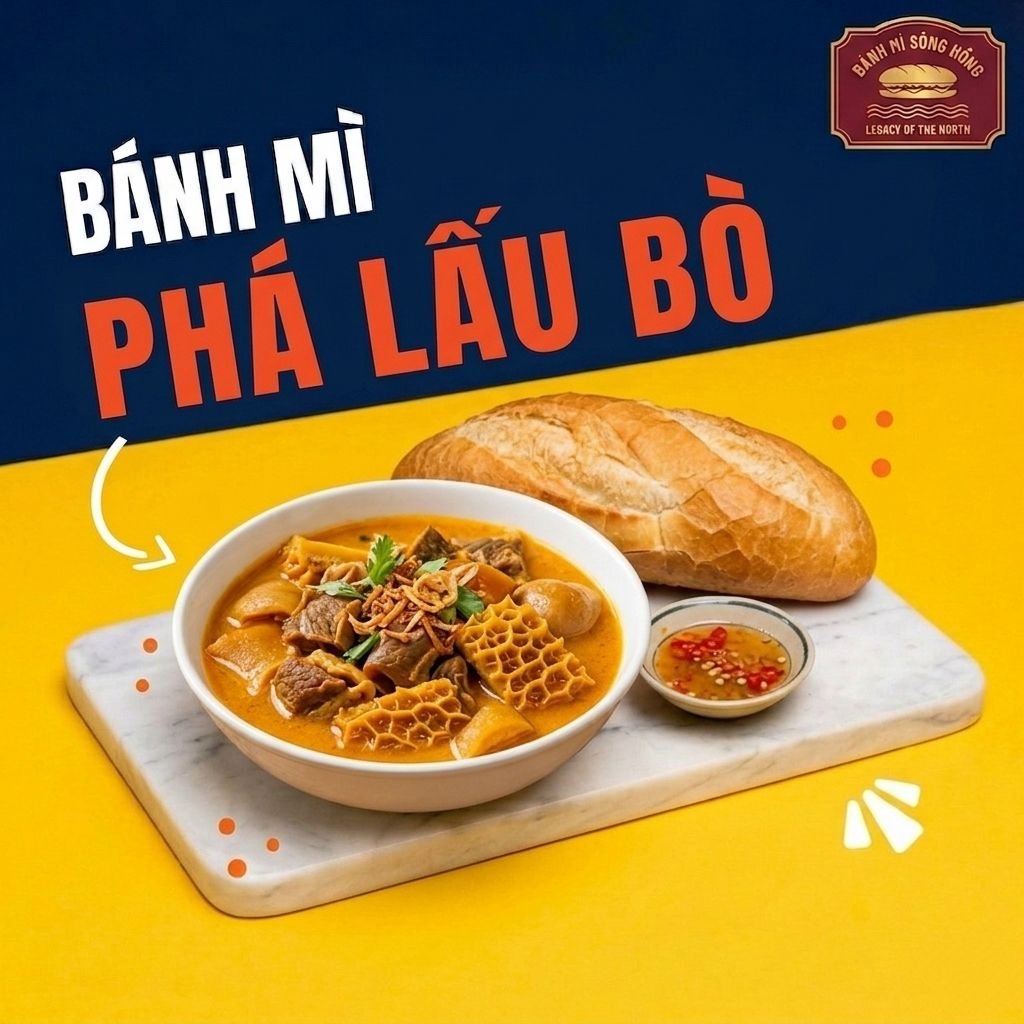 Bánh Mì Phá Lấu Bò (Mixed Beef Offal) at Banh Mi Song Hong