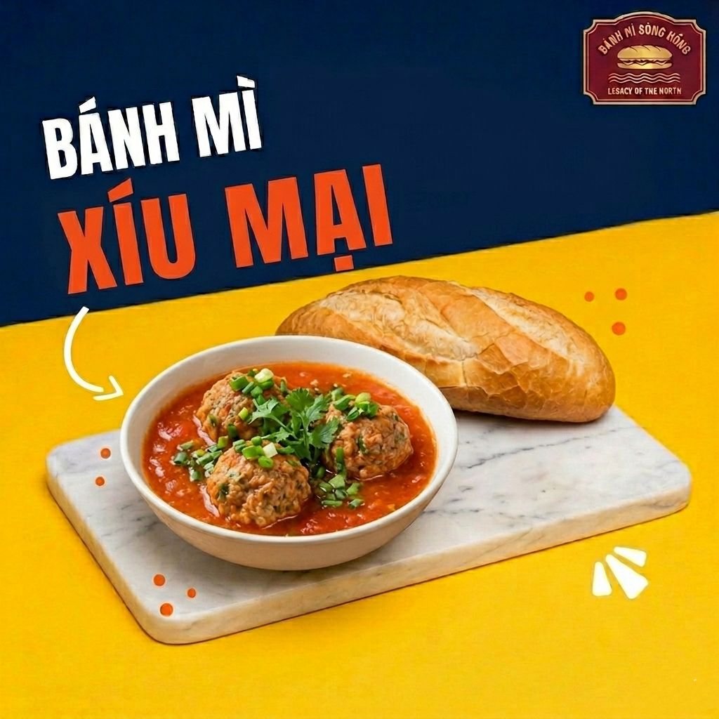 Bánh Mì Xíu Mại (Round Pork) at Banh Mi Song Hong